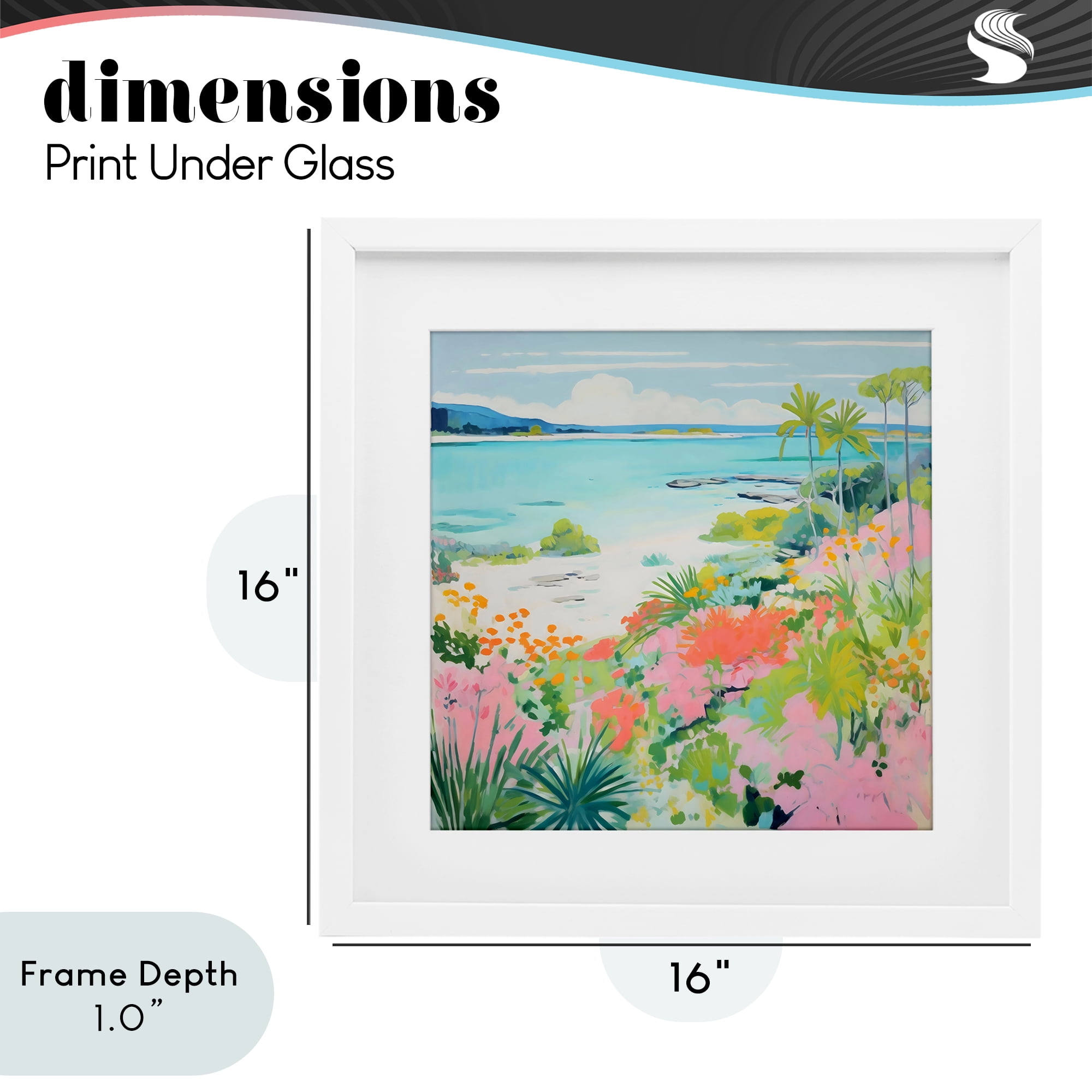 Stupell Industries Tropical Coast Blooming Shoreline White Framed Print Under Glass, design by Creative Studio