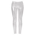thumbnail image 7 of Women's Metallic Shiny Leggings with Side Pockets, Solid Color High Waist Stretchy Pants for Summer & Spring Casual, Party, Dance, 7 of 7