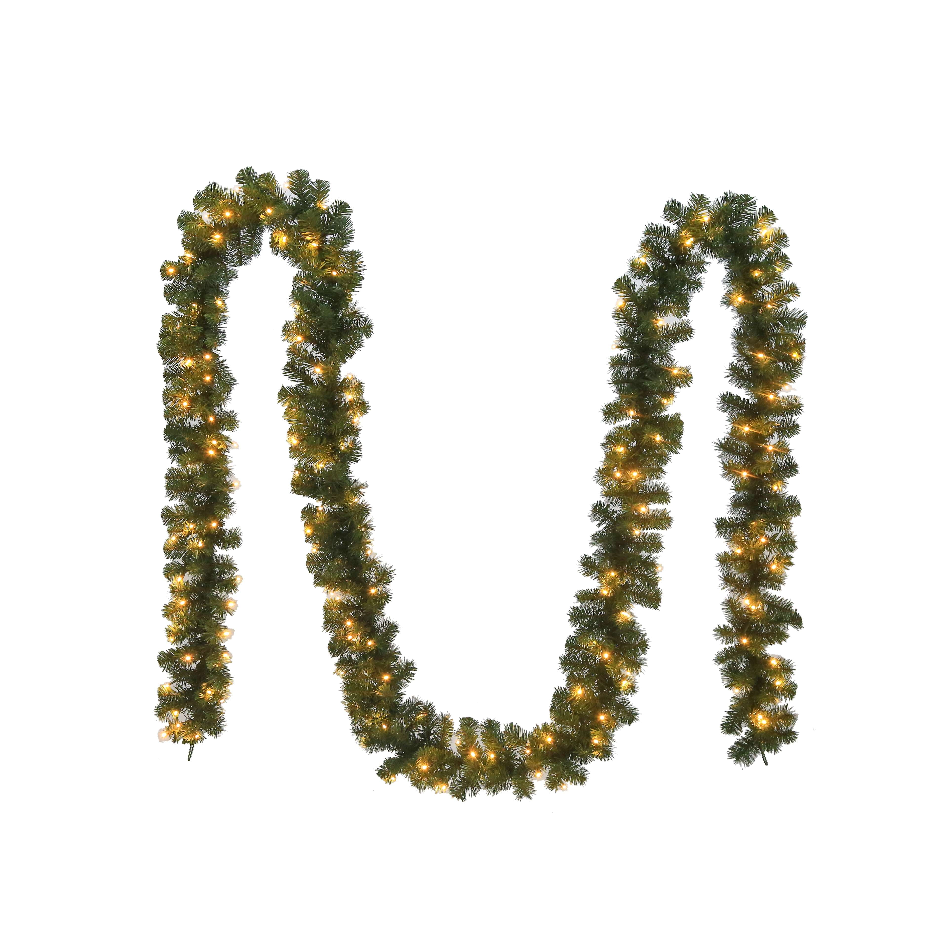 Holiday Time 197in Prelit Christmas Garland, Green, 150 Lights, HOLIDAY TIME PL 197IN PRELIT GARLAND