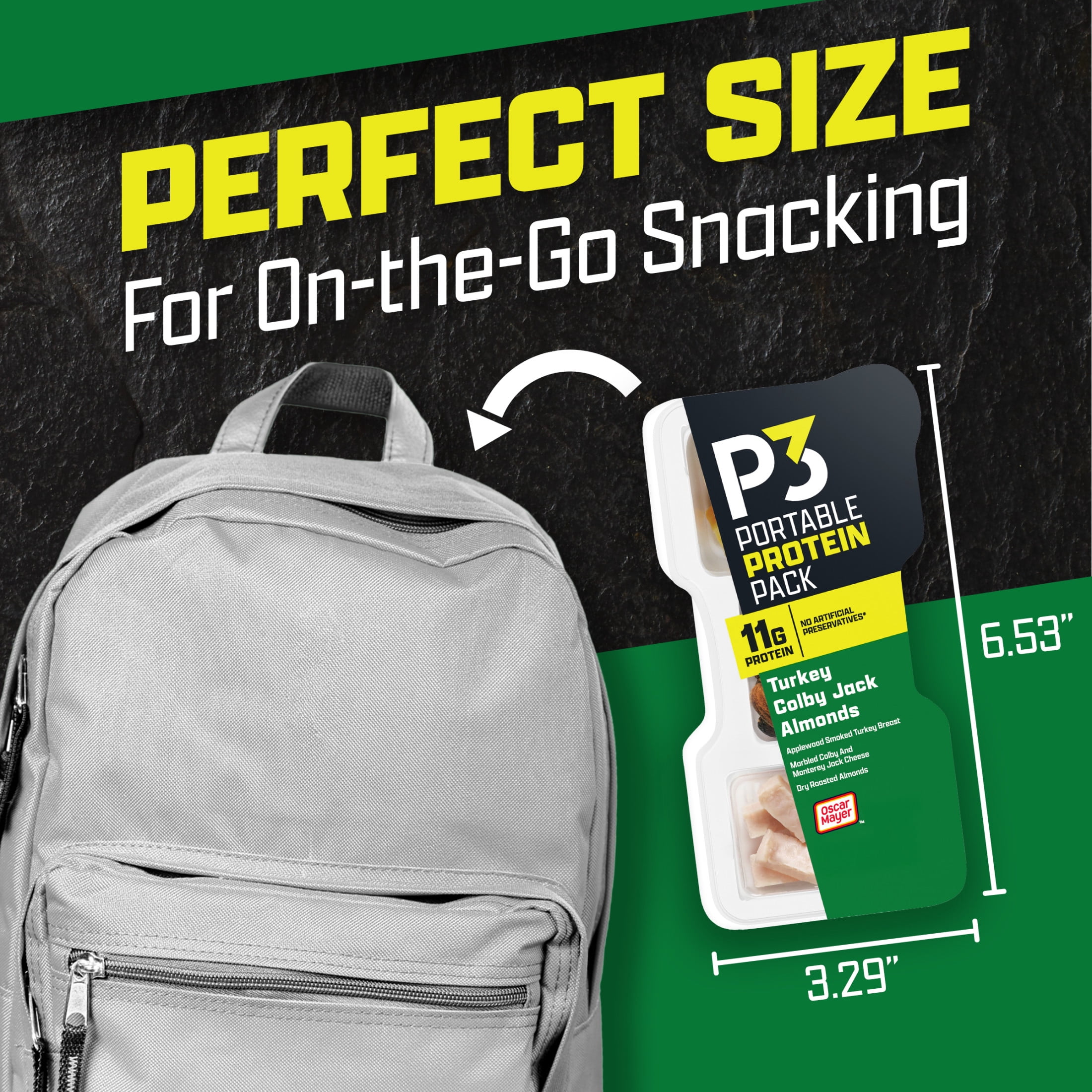 P3 International Turkey Almonds Colby Jack Cheese Protein Snack