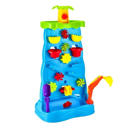 Interactive Toddler Waterfall Table - Dual-Sided Sand & Water Play Center