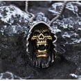thumbnail image 3 of K-KED Mens Gothic Stainless Steel Cap Death Skull Grim Reaper Pendant Necklace-default, 3 of 5
