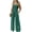 Dark Green, variant on Women's Casual Loose Overalls Jumpsuits One Piece Sleeveless Printed Wide Leg Long Pant Rompers With Pockets