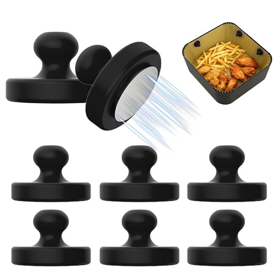 Magnetic Air Fryer Liners - 8 Pack Silicone Parchment Paper Holders, Waterproof & Heat Resistant for Air Fryer Baskets, Prevents Burning & Food Sticking, Easy Install with Handles