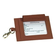 Royce The Big - Luggage tag - with window - hook - 5.98 in x 3.98 in - rectangular - tan - genuine leather