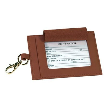 Royce The Big - Luggage tag - with window - hook - 5.98 in x 3.98 in - rectangular - tan - genuine leather