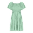 thumbnail image 4 of Miluxas Girls Summer Dress Tween Boho Casual Smocked Swing Flowy Ruffle Midi Dresses Green 4 Years, 4 of 8