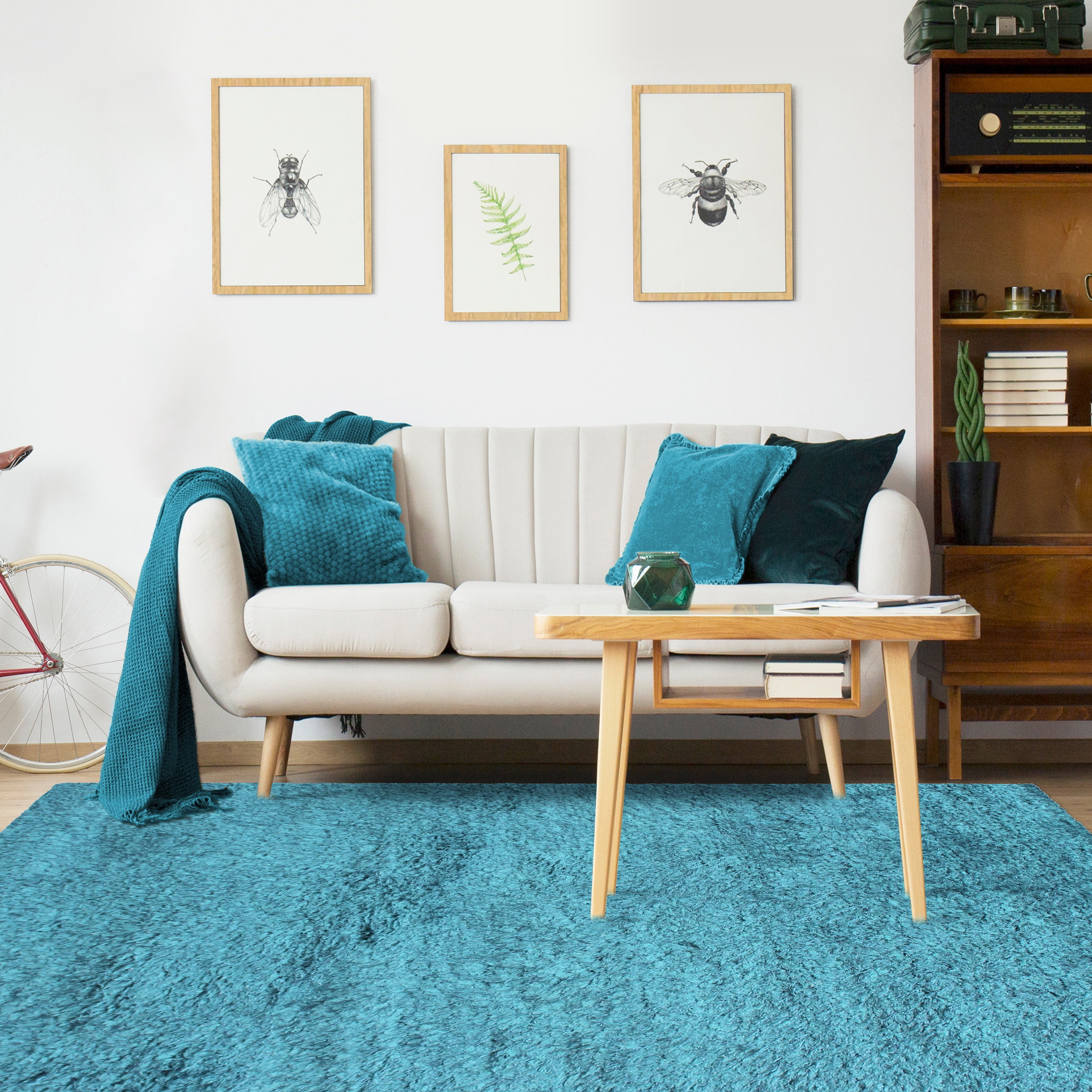 Elegant and Plush HandWoven Solid Shag Indoor High Traffic Area Rug by