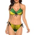 thumbnail image 1 of NICKSUN Women's Jamaica Flag Print Bikini Set, 2 Piece Swimsuits String Halter Triangle Bathing Suits, 1 of 6