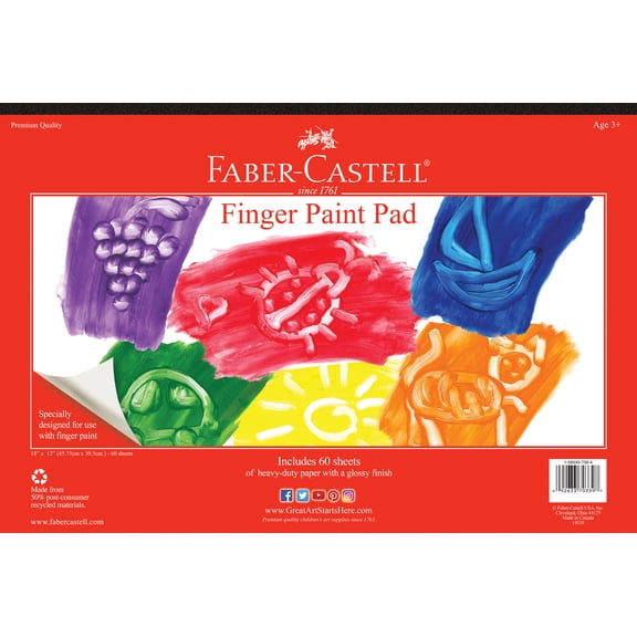 Faber-Castell Finger Paint Paper Pad - Fingerpaint Paper for Kids - 60 Sheets (12 x 18 inches)
