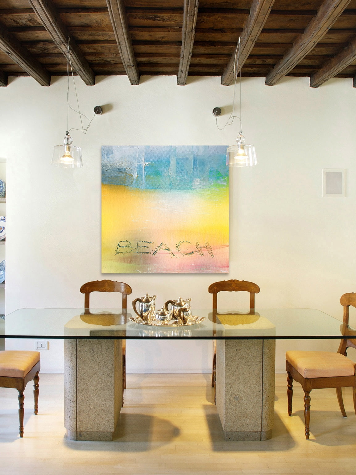 "Beach Writing" Painting Print on Wrapped Canvas