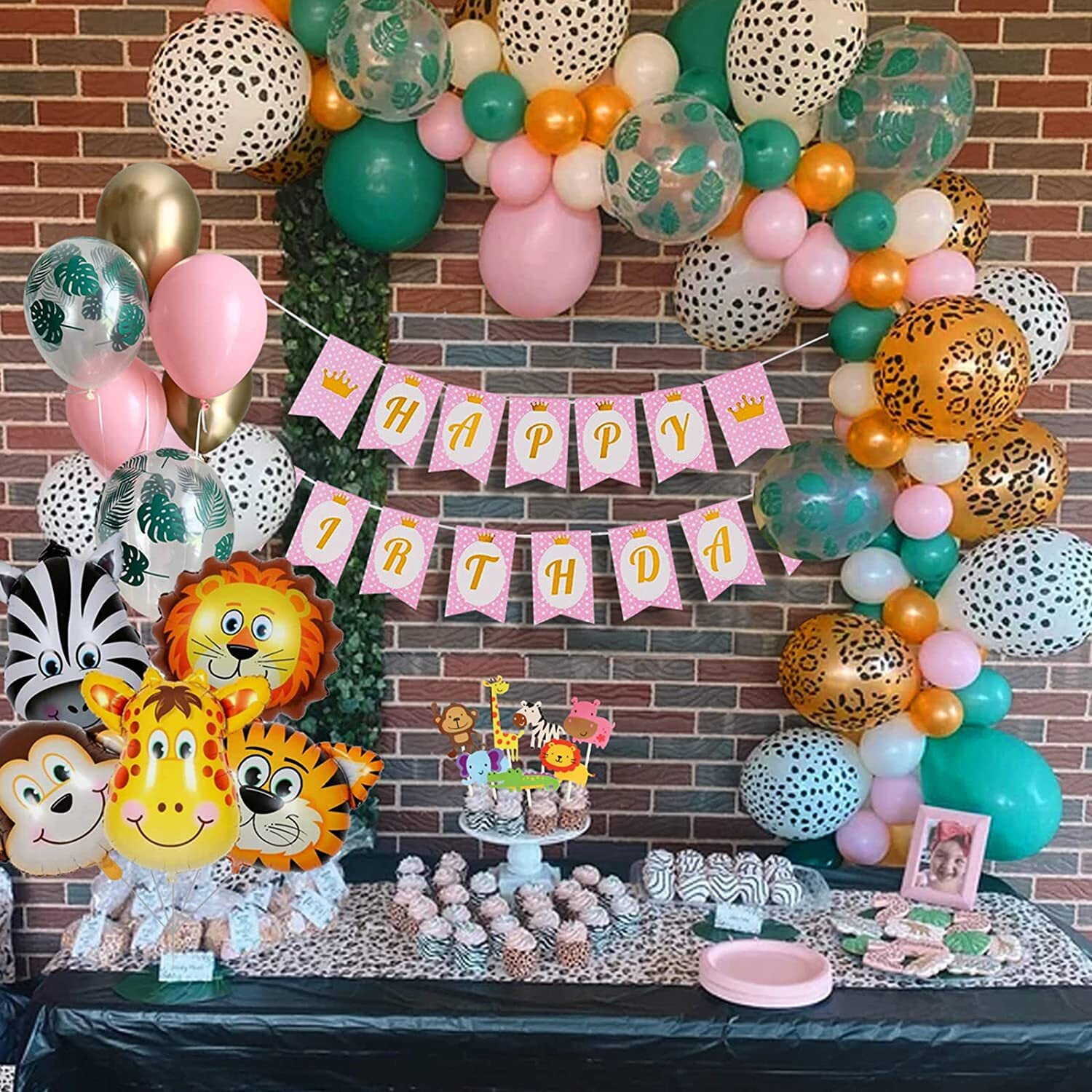 SPECOOL Pink Wild One Party Decoration Girl Jungle Animals Party Supplies Safari Wild One Birthday Party Decoration for Girl