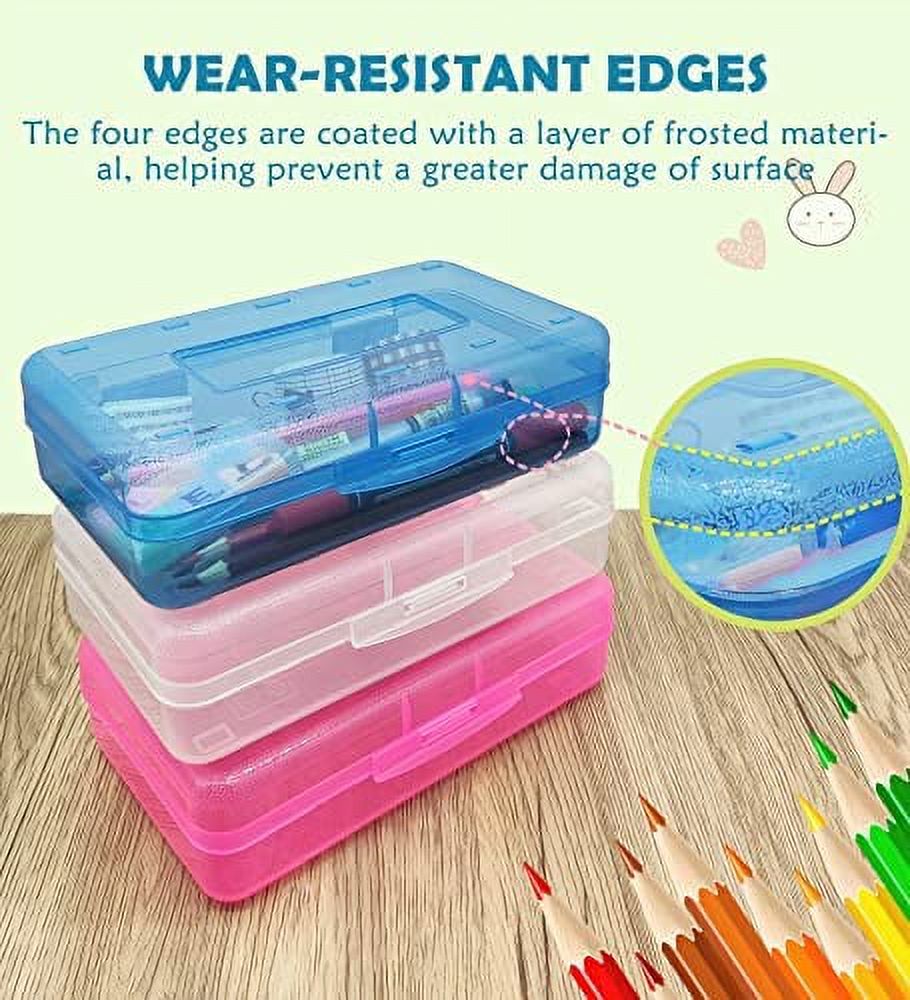 Nuozme Plastic Translucent Pencil Box for Kids, Adult, Student, Large  Capacity Pencil Cases with Snap-Tight Lid for Pens, Pencils, School  Supplies,Office Supplies,Small Storage Box, 1 Pack (Yellow) 