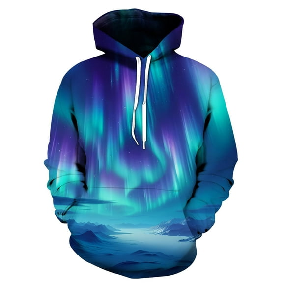 Brythos Hoodies,Immersive 3D Galaxy Print Graphic Hoodies,Relaxed Unisex Versatile Fit Hoodies for Women,Blue,S