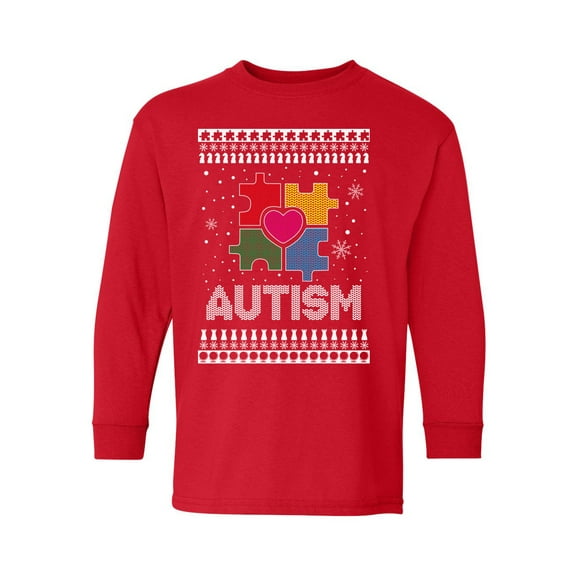 Awkward Styles Ugly Christmas Long Sleeve Shirt for Kids Youth Boys Girls Xmas Autism Shirt