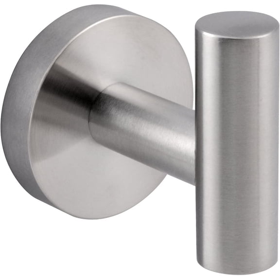 Modern 304 Stainless Steel Single Prong Round, Wall Robe Hook Brushed Nickel, 1-Pack