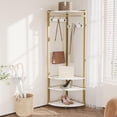 thumbnail image 1 of Bingirl Corner Coat Rack with Shoe Bench Entryway Corner Hall Tree with 6 Double Hooks Corner Clothes Rack with Storage Corner Tree with Organizer Shoe Bench Shelf for Entryway Hallway Closet, 1 of 6