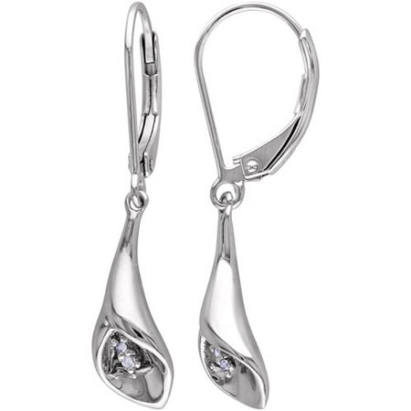 Miabella Diamond Accent Sterling Silver Leverback Calla Lily Flower Earrings
