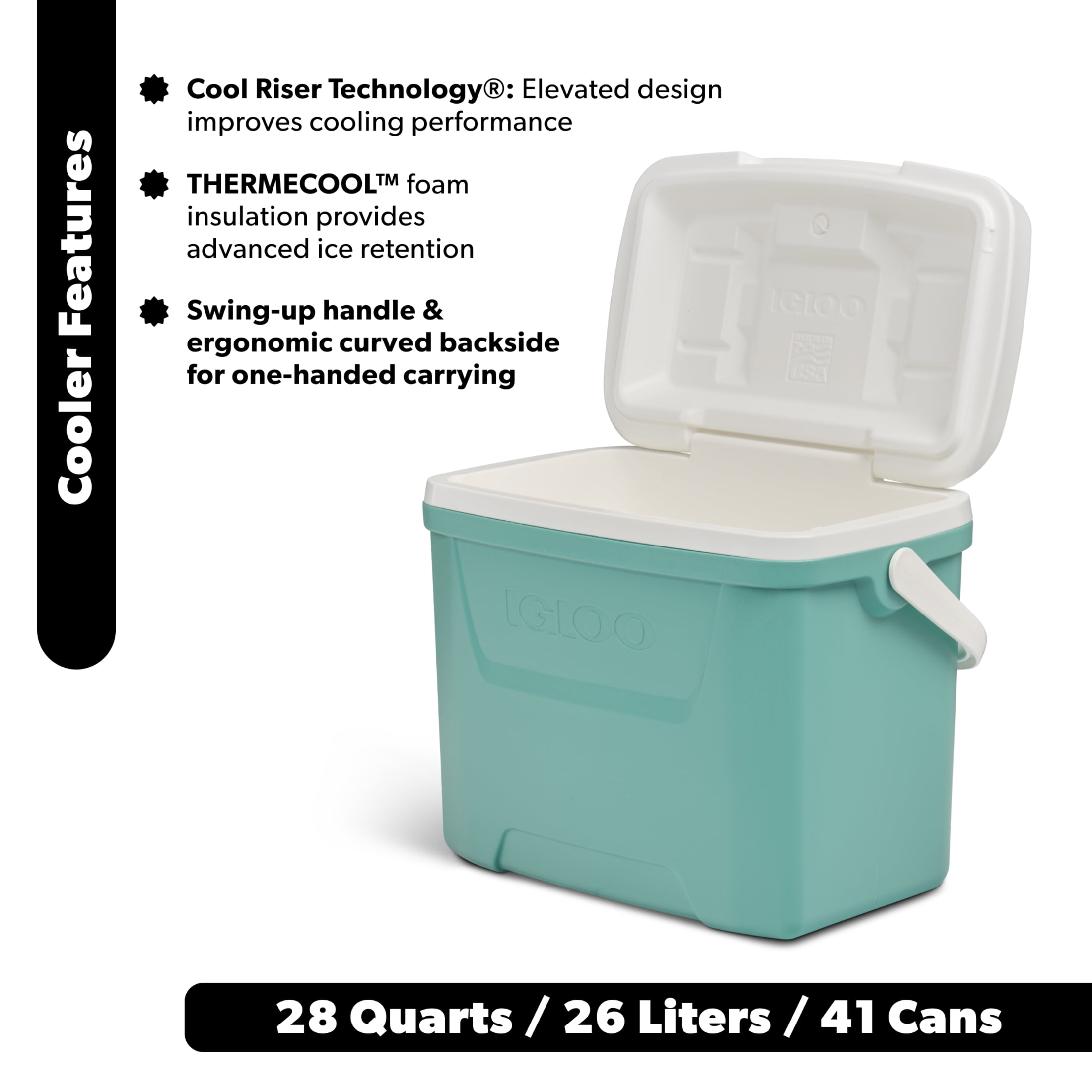 Igloo 28 QT Laguna Hard-Sided Ice Chest Cooler, Teal Blue