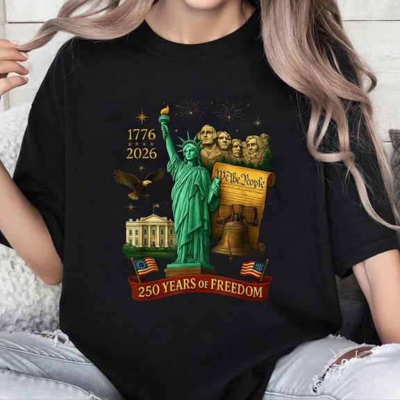 100% Cotton Unisex We The People 250 Years of Freedom 1776-2026 250th Birthday T-Shirt