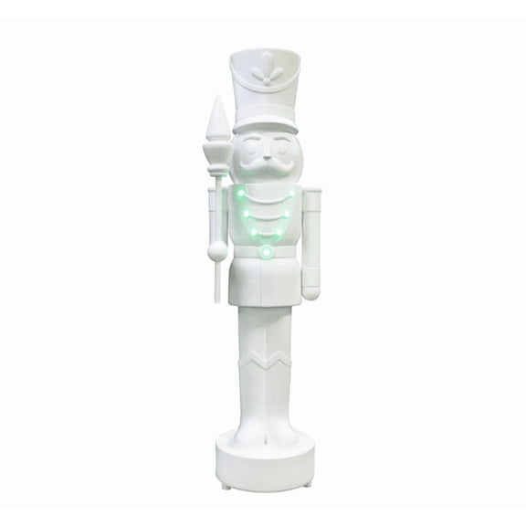 Paint-it-Yourself Light-Up LED Nutcracker Christmas Decoration, White 7.9 Inch DIY Blow Mold Nutcracker Figurine, Holiday Tabletop Decor