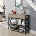 thumbnail image 6 of LINJH Console Table with Drawer, Entryway Table with 3 Tier Storage Shelves, Narrow Long Sofa Table for Entryway, Living Room, Hallway, Couch, Kitchen, Metal Frame，Grey, 6 of 9