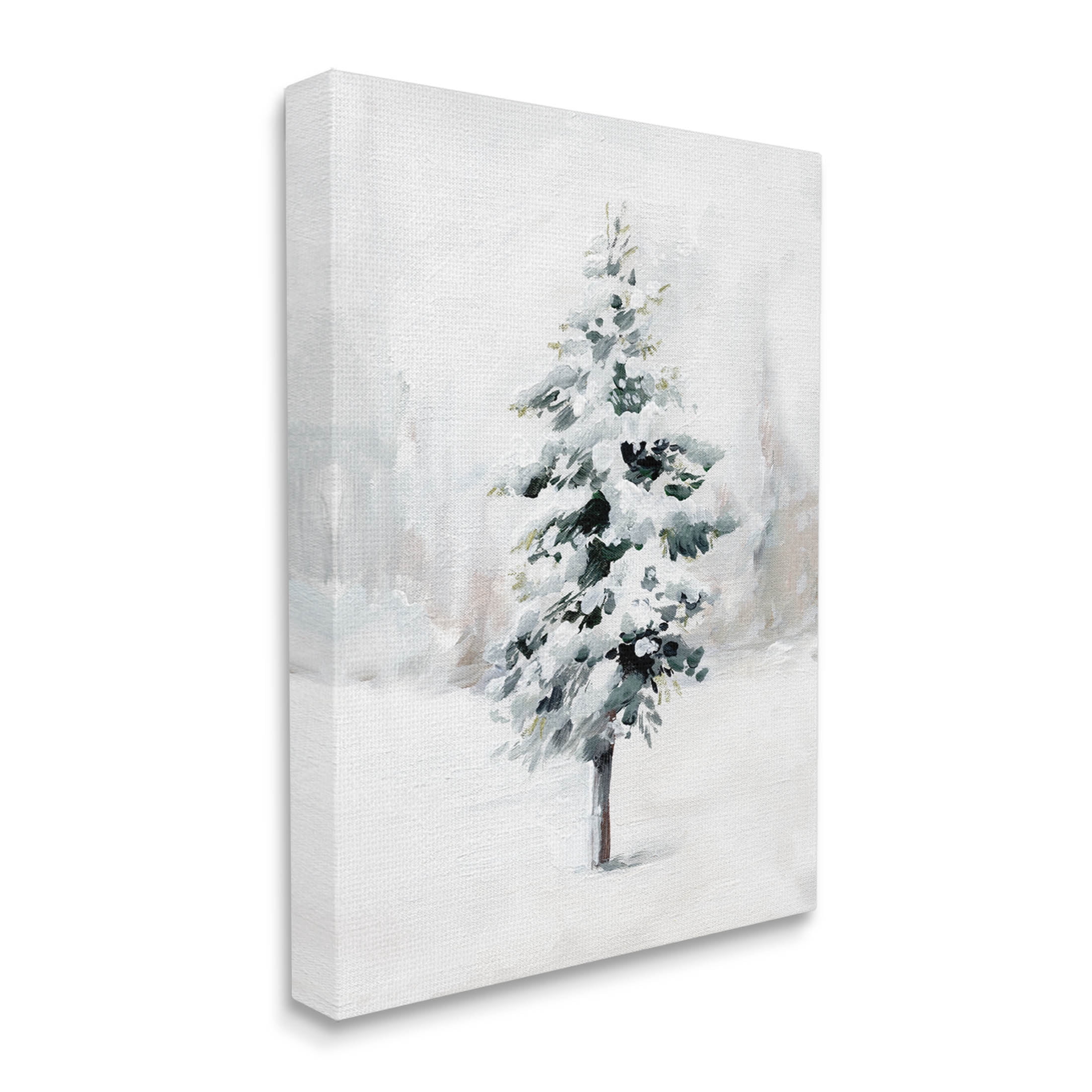 Wintery Snow Tree Scene Holiday Graphic Art Gallery Wrapped Canvas Print Wall Art