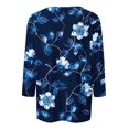 thumbnail image 4 of Nrmvnmi Womens 3/4 Length Sleeve Cotton Tops Casual Floral Print Round Neck Summer/Fall Tops Loose Fit Elastic and Lightweight Blouse For Women, 4 of 5
