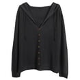 thumbnail image 5 of SEAOPEN Women's Hooded Cardigan Sweaters Fall Knit Coatigan Trendy Open Front Sweater Coat Black XL, 5 of 7