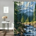 thumbnail image 2 of Autua Mountain Stream Trees Rocks Washable Shower Curtain 100% Polyester Bathroom Curtain with Hooks 60"x72, 2 of 7