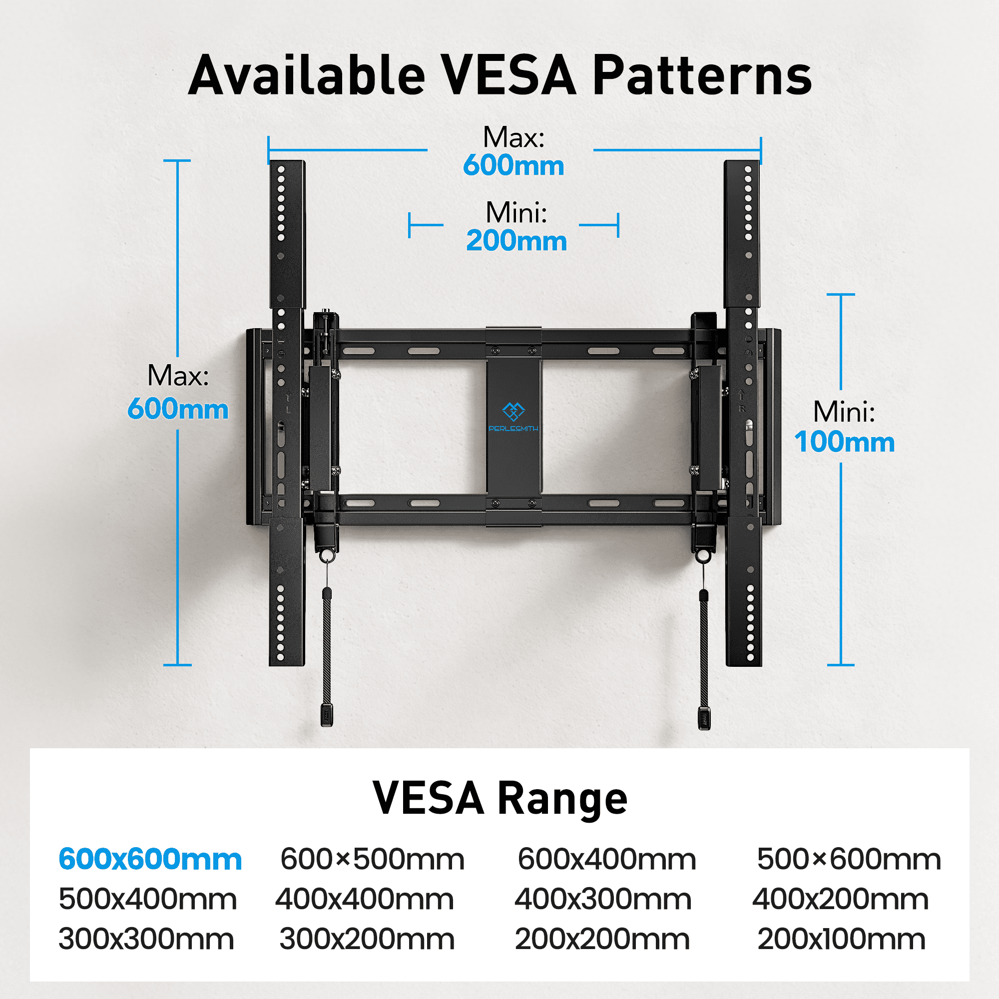 PERLESMITH Extend Tilt & Swivel, TV Wall Mount for 42-100″ TVs, Extension Leveling, Holds up to 160lbs, Fits 16"/24" on Center Stud Widths, UL Certified