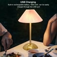 thumbnail image 5 of Upgraded Bedside Table Lamp with 3 Color Temperatures, USB Charging Metal Base Night Light, Pleated Fabric Shade Stepless Cordless Table Lamp, 1800mAh (11.8 inch), 5 of 10