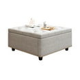 thumbnail image 7 of 32 Inch Lift Top Ottoman Coffee Table with Storage and Wooden Legs, Button Tufted Light Grey Fabric Multi Functional Footstool for Living Room, 7 of 7