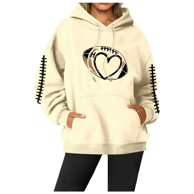 Chandail à Capuchon Décontracté pour Femmes Automne Hiver avec Imprimé de Lettres, Manches Longues, Chandail à Enfiler pour Tous les Jours, Chandail à Capuchon Confortable