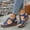 #328-Blue, variant on Wowcloth Plus Size Women's Peep Toe Wedge Sandals – Openwork Design with Single Buckle Strap in Solid Color for Casual Summer Versatile Wear