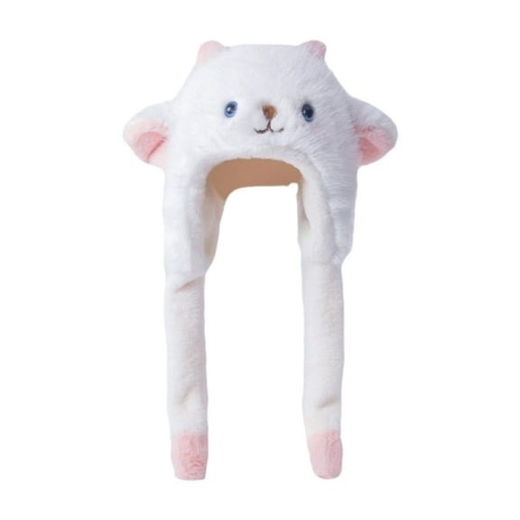 yuksok Animal Plush Hat Cartoon Soft with Moving Ears for Christmas Outdoor Cosplay