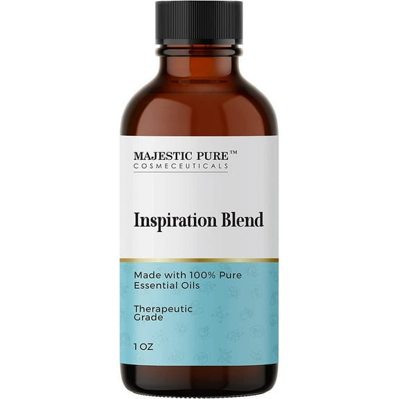 Majestic Pure Inspiration Essential Oil Blend | 100% Pure & Natural Premium Grade Blend to Aid a Creative Mind | Orange, Lemon, Rosemary, Clary Sage | for Aromatherapy & Diffuser | 1oz