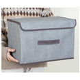 thumbnail image 2 of Topboutique 3 Pack Foldable Storage Boxes with Lids, Collapsible Storage Bin with Handle, Foldable Fabric Storage Cubes，Fabric Storage Basket Organiser Box for Wardrobe, Closet, Shelf, Office (Grey), 2 of 7