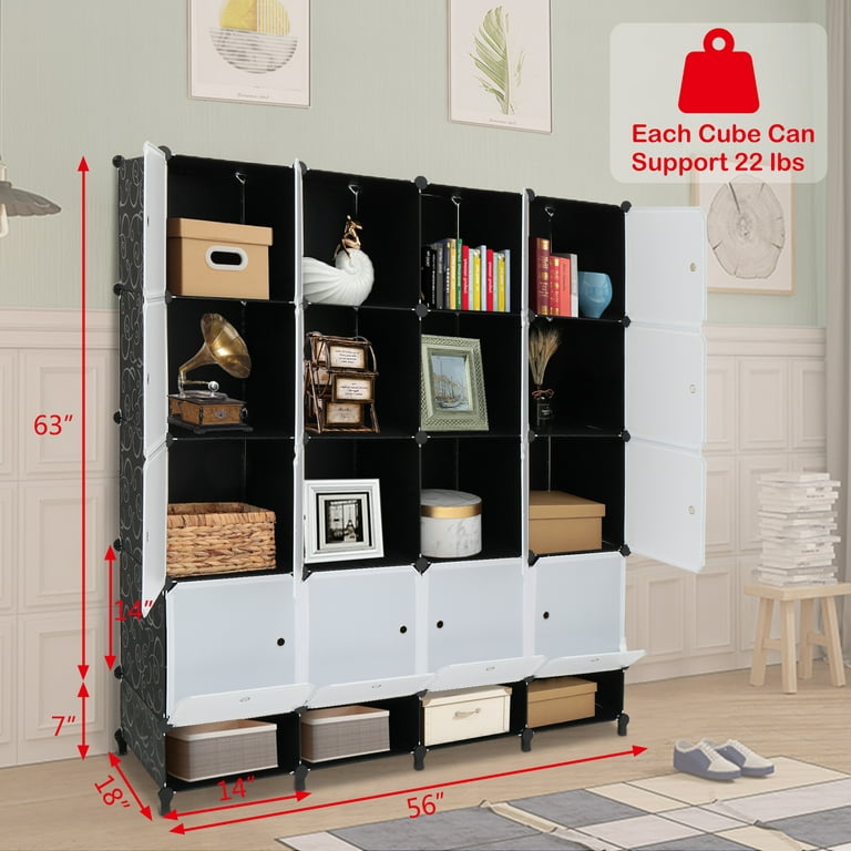 Giantex 30 Cube Storage Organizer, Cube Closet Storage Shelves, DIY Plastic  PP Closet Cabinet, Modular Bookcase, Large Storage Shelving with Doors for