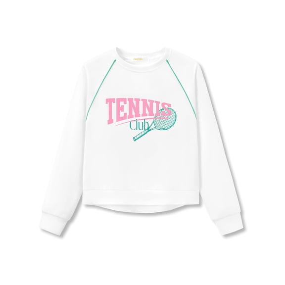 Cooltree Scuba Knit Sweatshirt for girls - Soft Long Sleeve Lightweight Sporty White Top Size 12/14