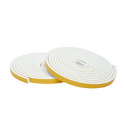 2 Rolls White Weather Stripping Foam Seal Strip Insulation Tape for Doors Bottom and Windows, 1/2 x 1/4 in, 26 ft