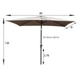 thumbnail image 5 of Topcobe 6 x 9ft Patio Umbrella Outdoor Waterproof Umbrella with Crank and Push Button Tilt without flap for Garden, Outdoor Table Umbrella for Balcony, Yard, Backyard, Brown, 5 of 7