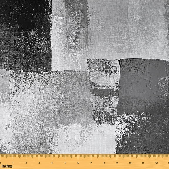 Manfei Gray Fabric by the Yard (1 Yard), Modern Aesthetic Decorative Fabric by the Yard, Ombre Oil Painting Sewing & Crafting Fabric, Luxurious Living Room Decoration