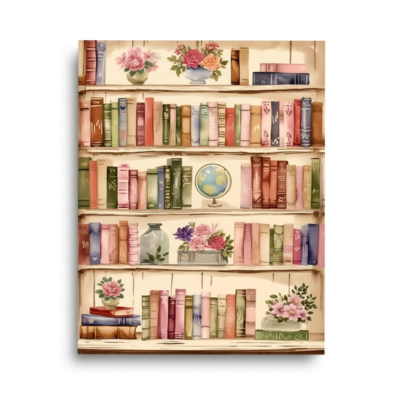 Retro Bookshelf Print, Book Lover’S Wall Art, Vintage Library Print, Cozy Reading Room Decor, Literary Home Artwork, Bookshop Home Decor #73, Unframed Poster Size 8x12
