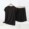 thumbnail image 2 of Bxsruta Womens Pajama Set Crew Neck Short Sleeve Sleepwear Casual Loungewear Shorts Outfit, 2 of 5