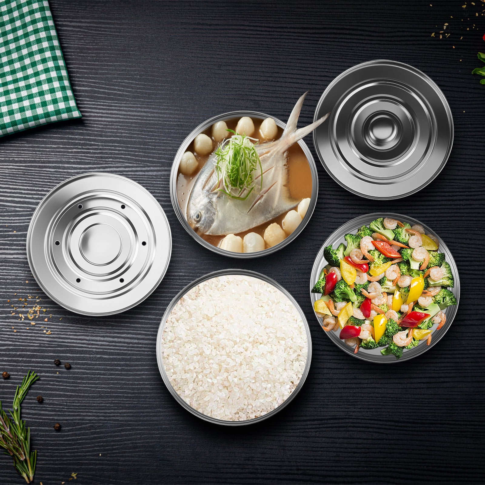 3 Tier Steamer Insert Pan 304 Stainless Steel Pressure Cooker Insert Pan Large Capacity Pressure Cooker Accessories for Steaming Vegetable Fish Meat
