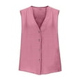 thumbnail image 6 of Karight Women's Linen Tank Tops Button Down V Neck Solid Dressy Blouse Sleevesless Casual Loose Fit Tunic Tops Summer T Shirts, 6 of 6