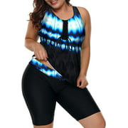 Women's Color Block Striped Plus Size 2pcs Set Swimsuit Swimwear