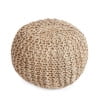 thumbnail image 3 of Noble House Solid Print Off-White Jute Round Pouf, 3 of 7