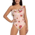 thumbnail image 2 of Yiaed Strawberries Print Women One Piece Swimsuits Tummy Control One Shoulder Bathing Suits Pattern Ruffle Swimwear-Large, 2 of 8